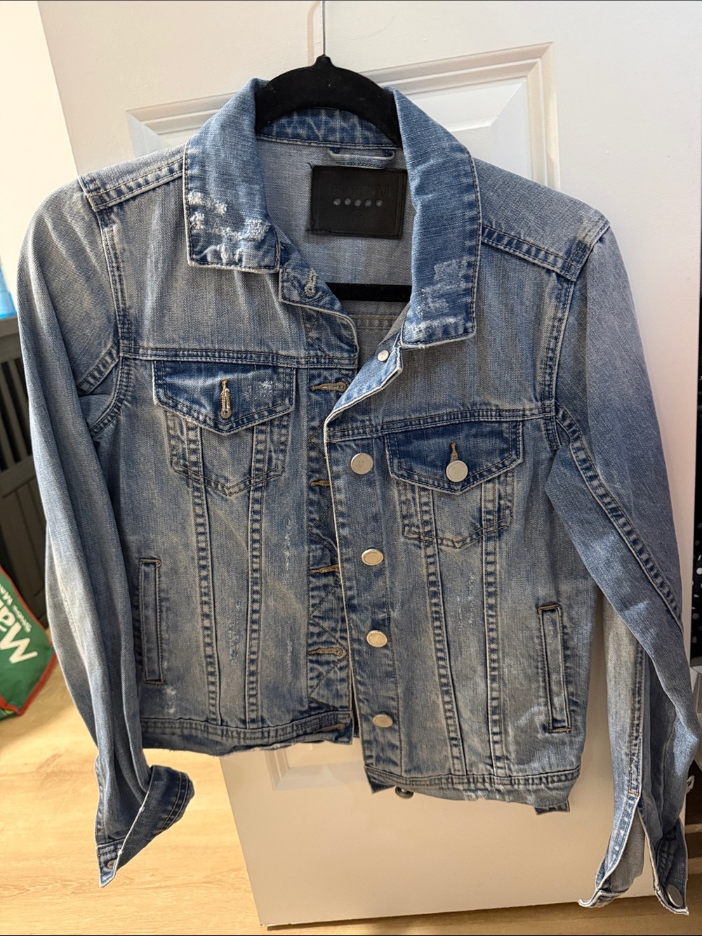 Blank NYC Light Blue Distressed Denim Jacket